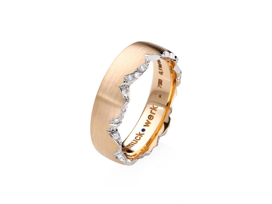 Alpenring Ring Rotgold  6,0mm gerundet schmal mit Brillanten 0,100ct