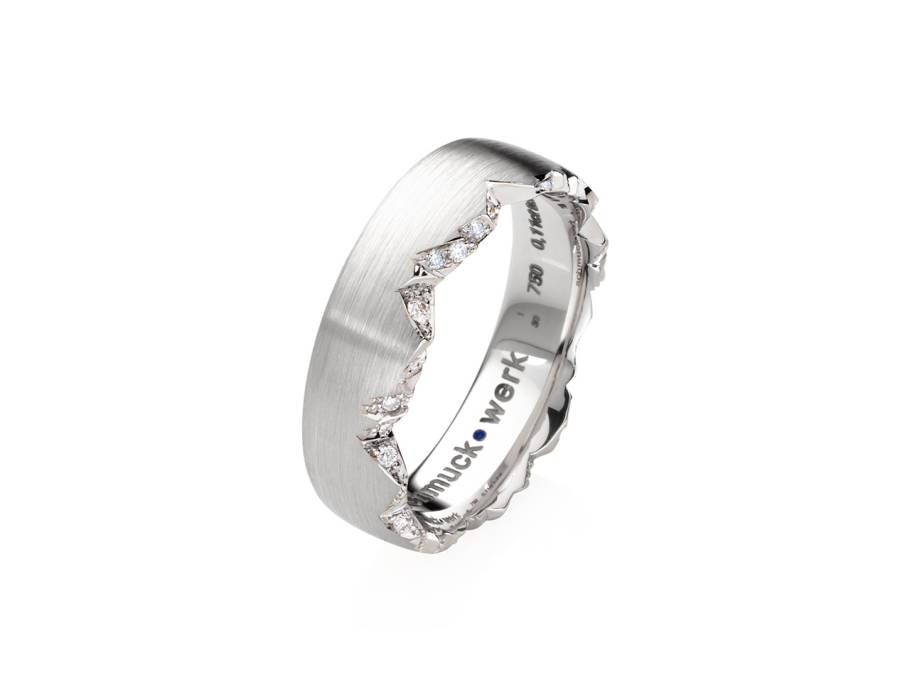 Alpenring Ring Weißgold  6,0mm gerundet schmal mit Brillanten 0,100ct