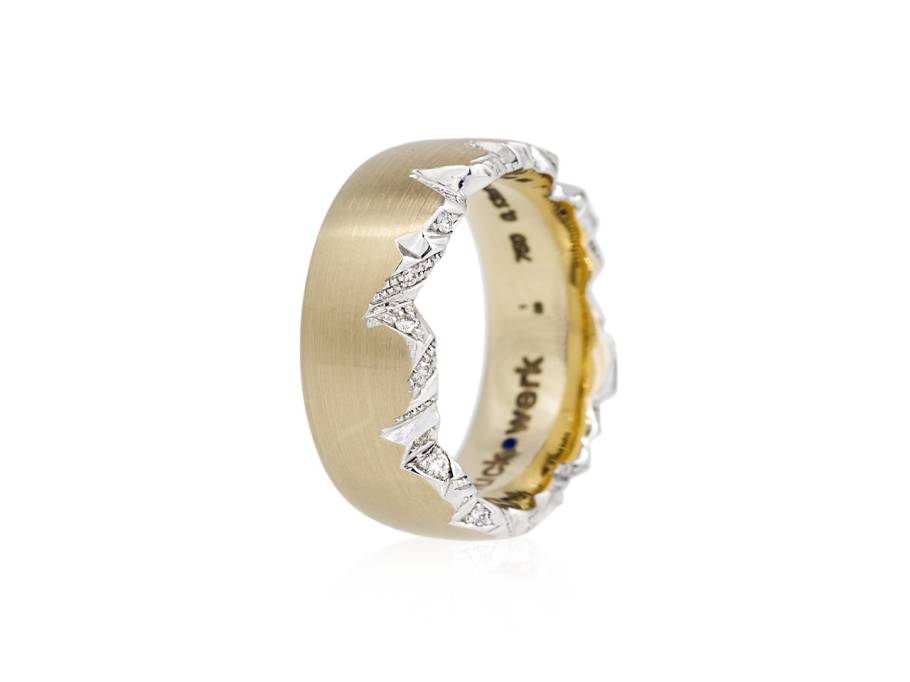 Alpenring Ring Gelbgold  8,0mm gerundet breit mit Brillanten 0,110ct