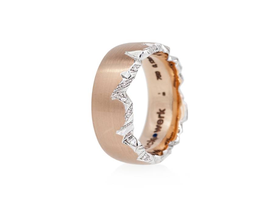 Alpenring Ring Rotgold  8,0mm gerundet breit mit Brillanten 0,110ct