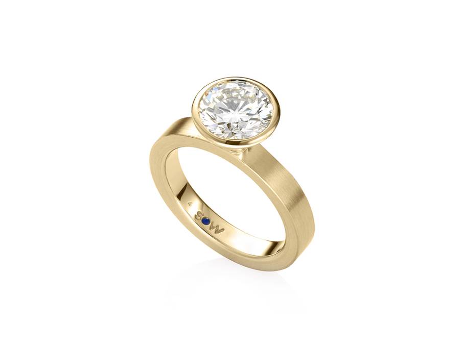 Alpenring Solitaire-Ring Gelbgold 2,3mm eckig mit Brillant 0,400ct