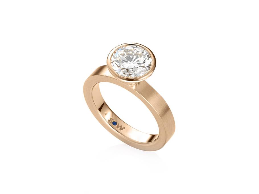 Alpenring Solitaire-Ring Rotgold 2,3mm eckig mit Brillant 0,400ct