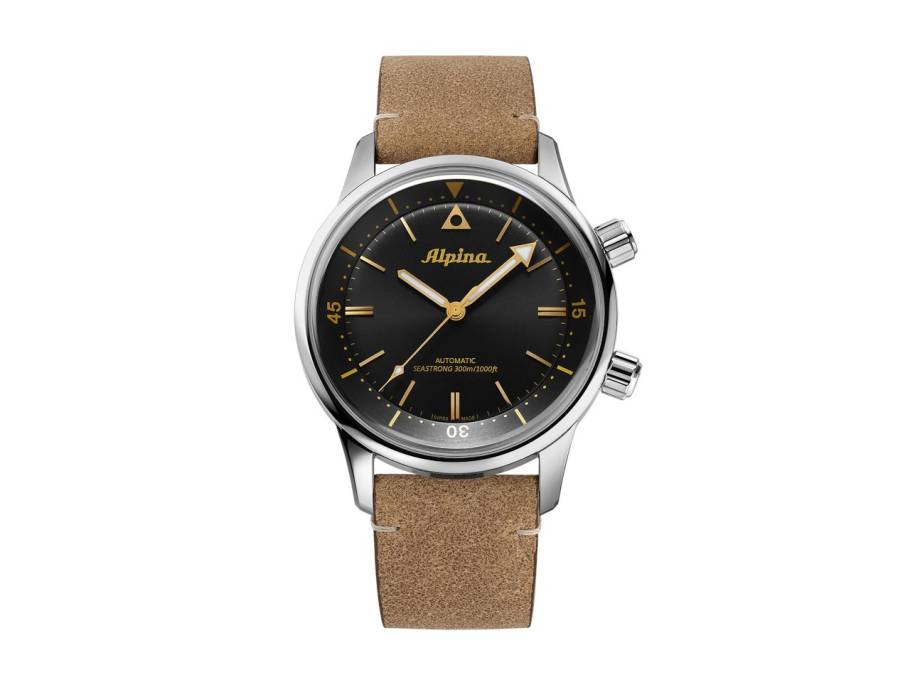  Diver 300 Heritage Edelstahl 42 schwarzes Zifferblatt braunes Lederband