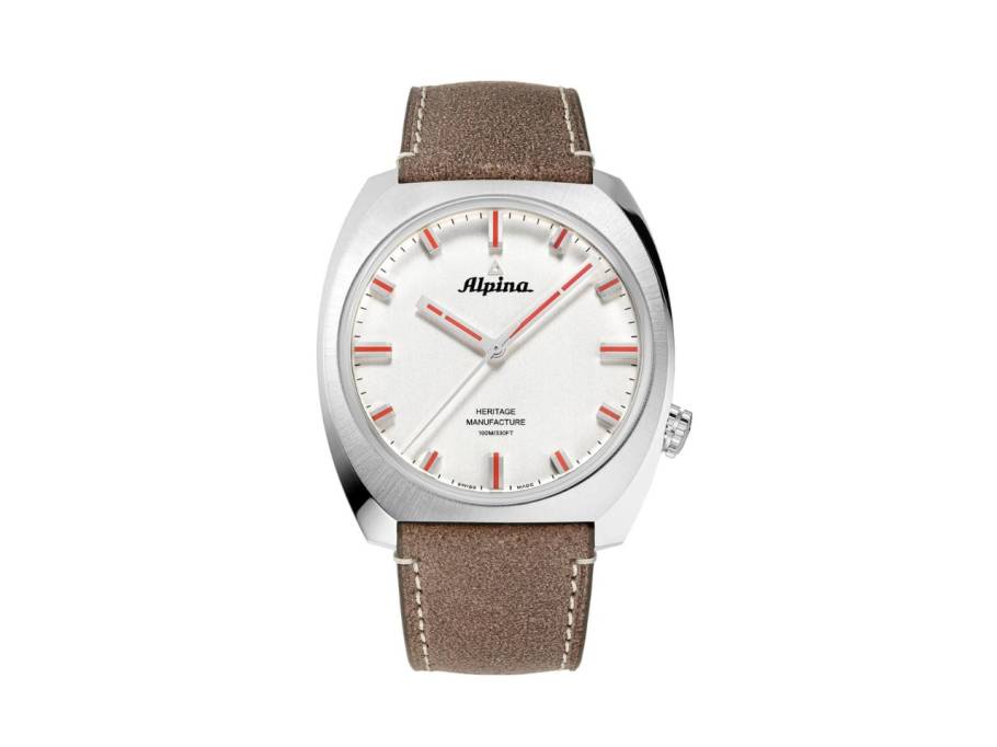 Startimer Pilot Heritage Automatik Edelstahl 42mm silberfarbenes Zifferblatt braunes Lederband limitiert