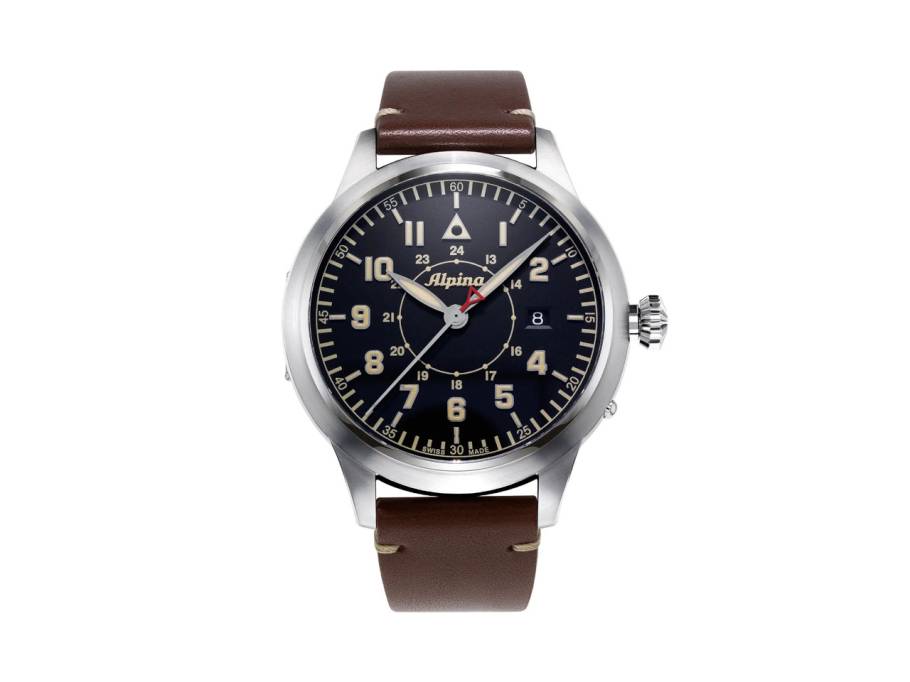 Startimer Pilot Heritage Automatik Edelstahl 44mm schwarzes Zifferblatt braunes Lederband limitiert