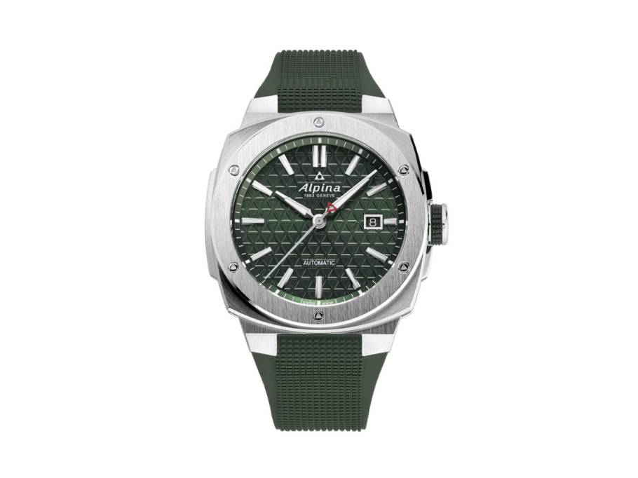 Alpiner Extreme Automatik Edelstahl 41mm grünes Zifferblatt grünes Kautschukband