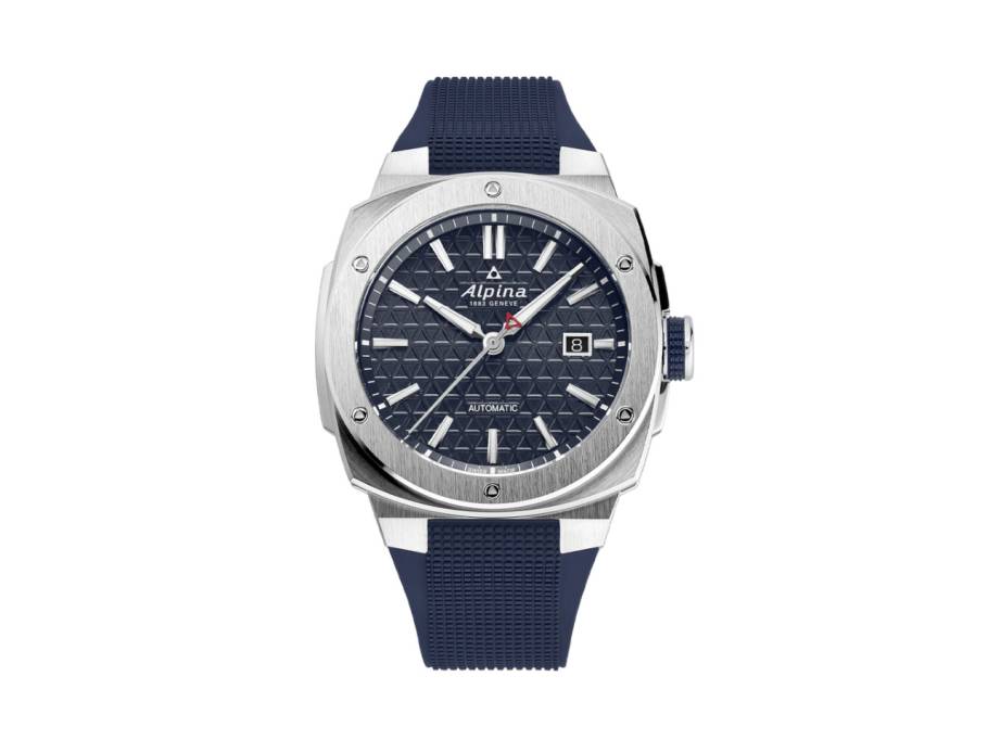 Alpiner Extreme Automatik Edelstahl 41mm blaues Zifferblatt blaues Kautschukband