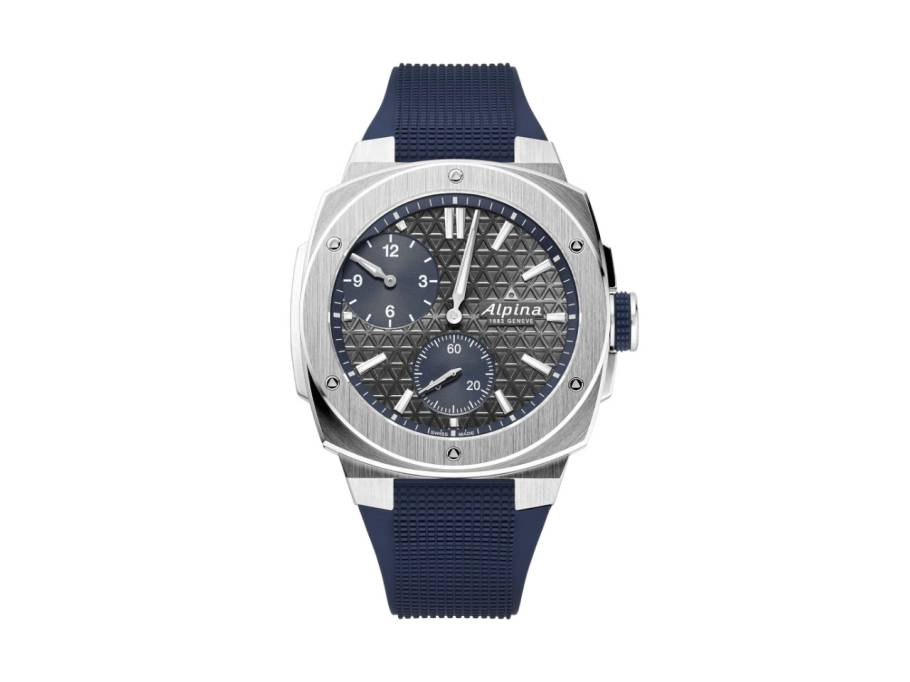 Alpiner Extreme Regulator Automatik Edelstahl 41mm graues Zifferblatt blaues Kautschukband