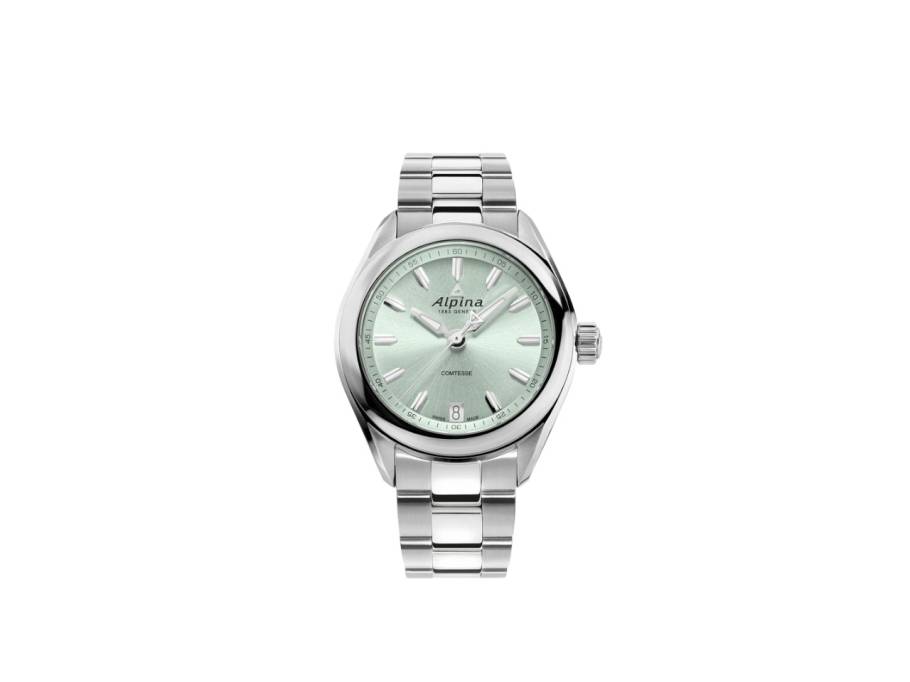 Alpiner Alpiner Comtesse Quartz Fresh Green Edelstahl 34mm grünes Zifferblatt Metallband