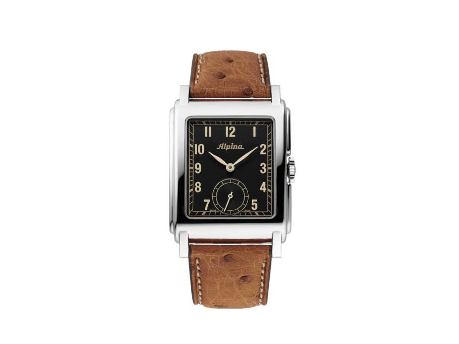  Alpiner Heritage Carrée Automatic 140 Years Edelstahl 32,5x39mm schwarzes Zifferblatt braunes Lederband