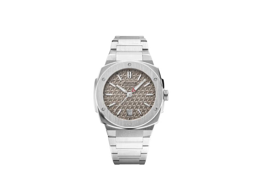 Alpiner Extreme Quartz Edelstahl 34mm beiges Zifferblatt Metallband