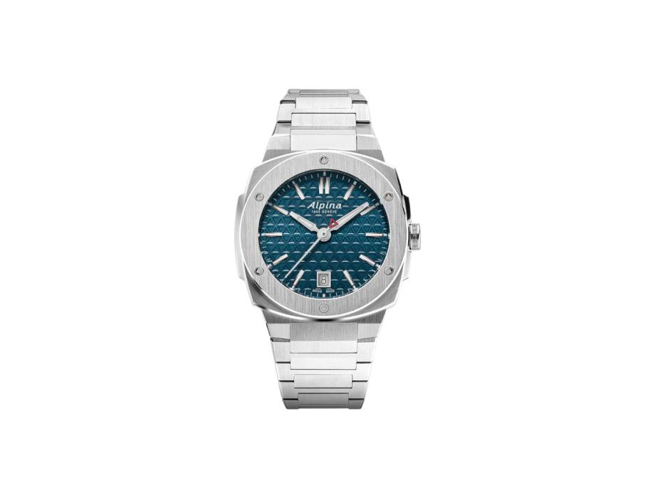 Alpiner Extreme Quartz Edelstahl 34mm blaues Zifferblatt Metallband