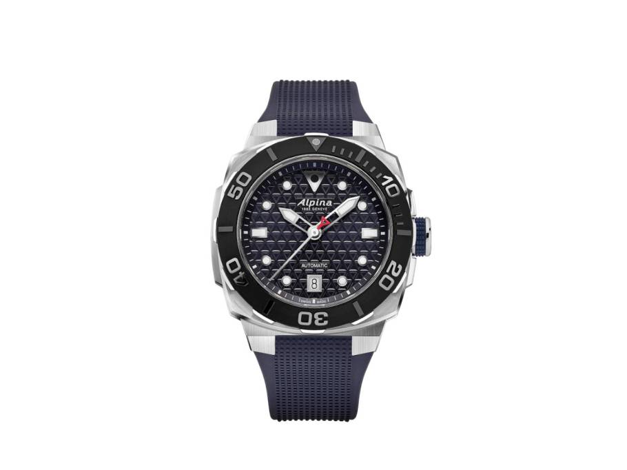 Seastrong Diver Extreme Automatic Edelstahl 39mm blaues Zifferblatt blaues Kautschukband