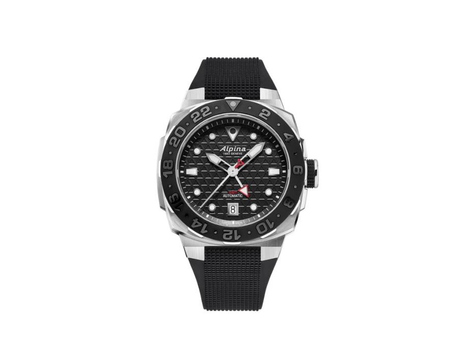 Seastrong Diver Extreme Automatic GMT Edelstahl 39mm schwarzes Zifferblatt schwarzes Kautschukband