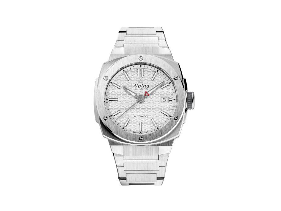 Alpiner Extreme Automatik Titan 39mm weißes Zifferblatt Metallband 