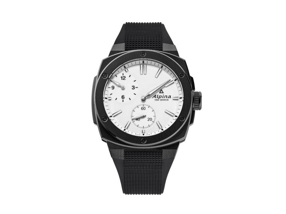 Alpiner Extreme Regulator Automatik Edelstahl Schwarz-PVD 41mm weißes Zifferblatt schwarzes Kautschukband