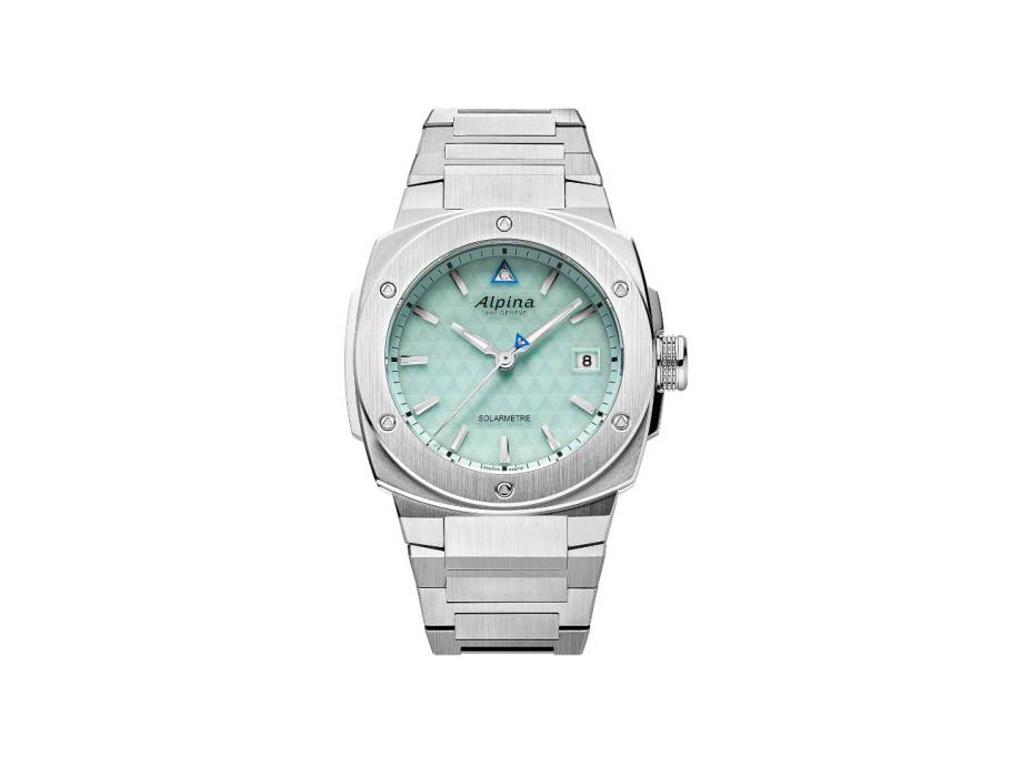 Alpiner Extreme Solarmetre Quarz Edelstahl 38mm türkisfarbenes Zifferblatt Metallband