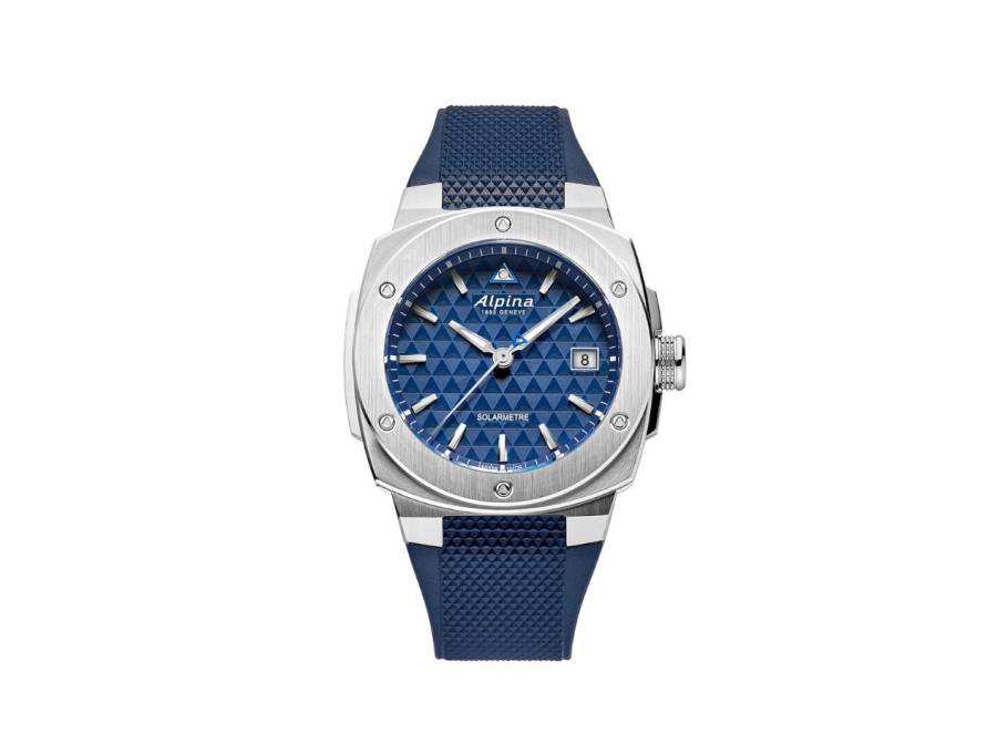 Alpiner Extreme Solarmetre Quarz Edelstahl 38mm blaues Zifferblatt blaues Kautschukband