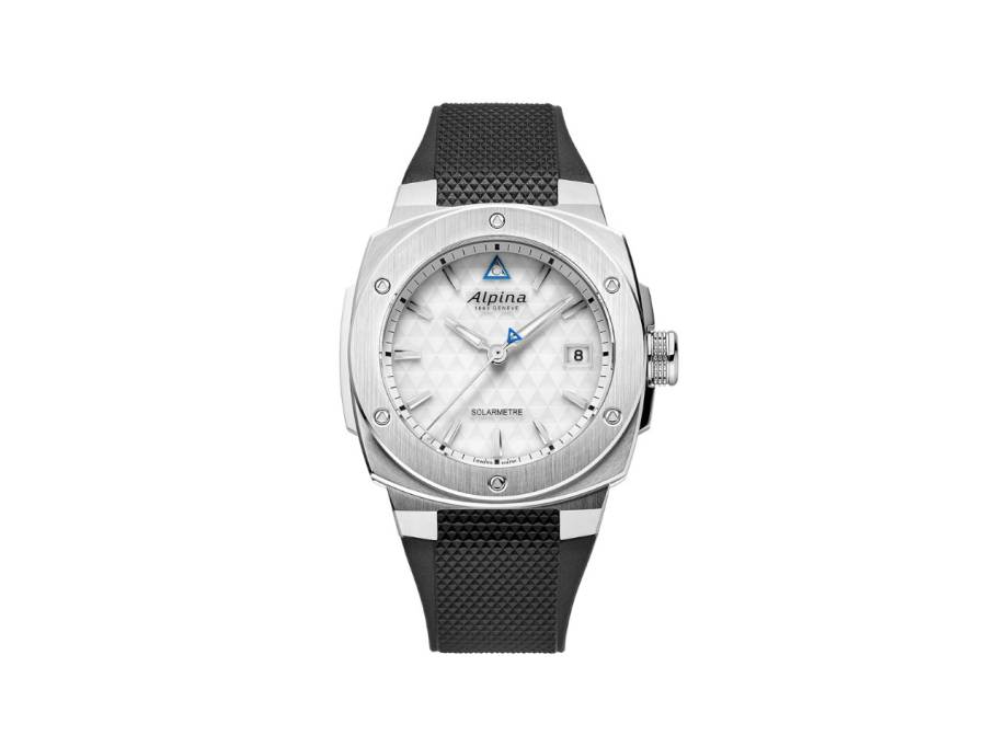 Alpiner Extreme Solarmetre Quarz Edelstahl 38mm weißes Zifferblatt schwarzes Kautschukband