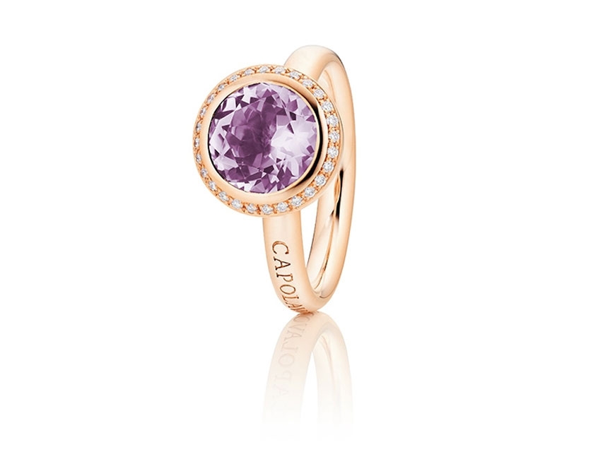 Twinkle Balloon  Damenring klein Roségold Amethyst fliederfarben