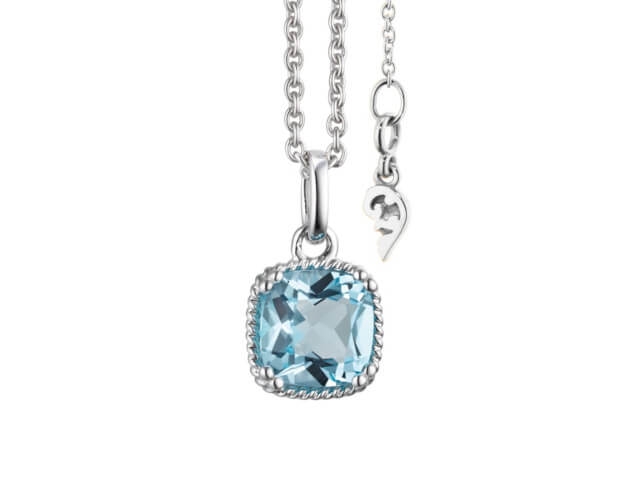 Amore Mio Anhänger Weißgold mit Sky Blue Topas antik geschliffen