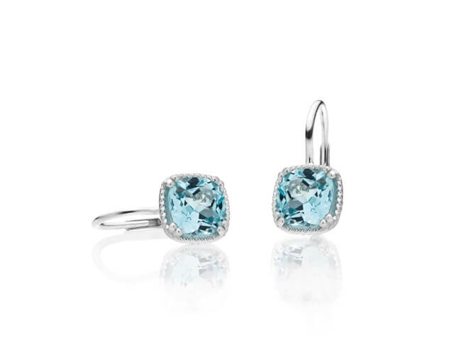 Amore Mio Ohrhänger Weißgold mit Sky Blue Topas antik geschliffen