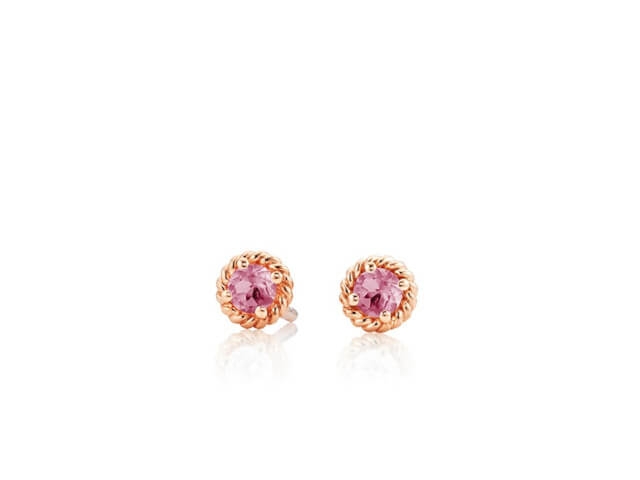 Amore Mio Ohrstecker Roségold mit Saphir pink