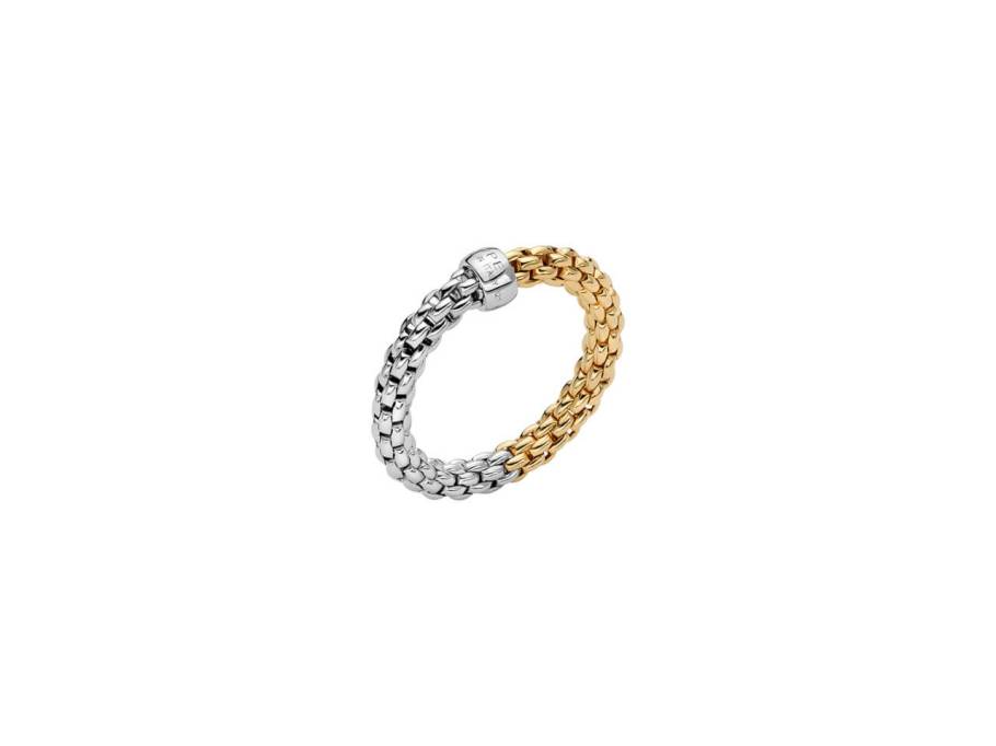 Essentials Ring zweifarbig Weißgold / Gelbgold schmal Weite M