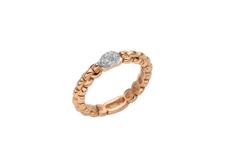 Eka Tiny Ring schmal Roségold mit Diamanten Pave