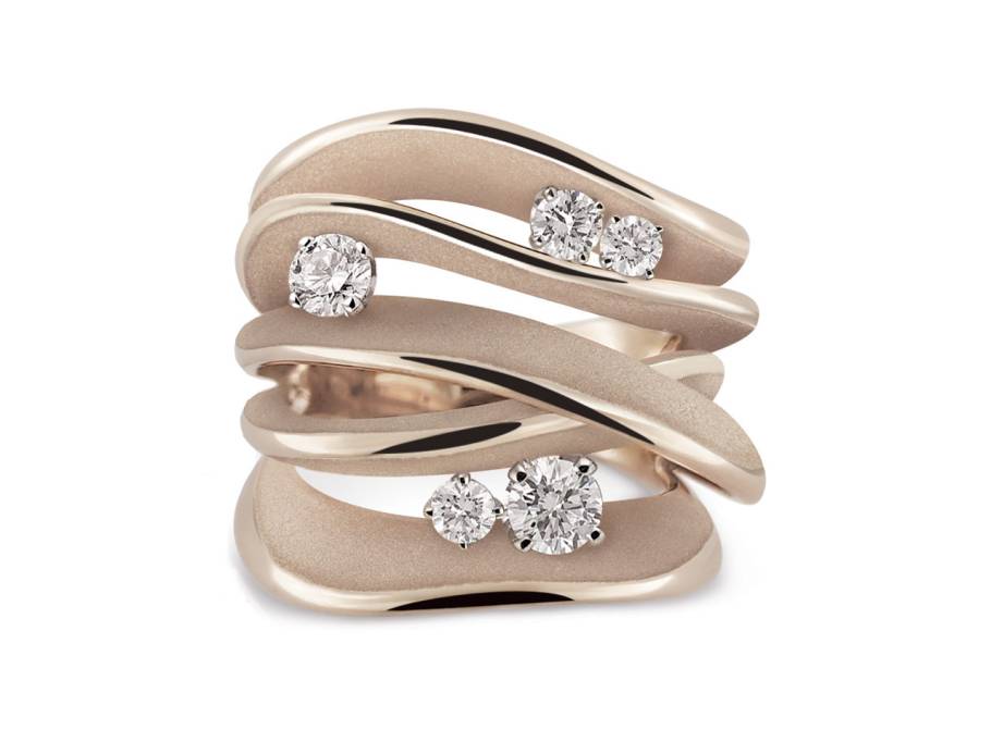   Firenze Icon Ring Natural Beige 5reihig mit Brillanten 0,60ct