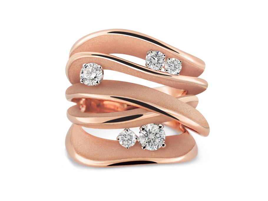   Firenze Icon Ring Pink Champagne 5reihig mit Brillanten 0,60ct