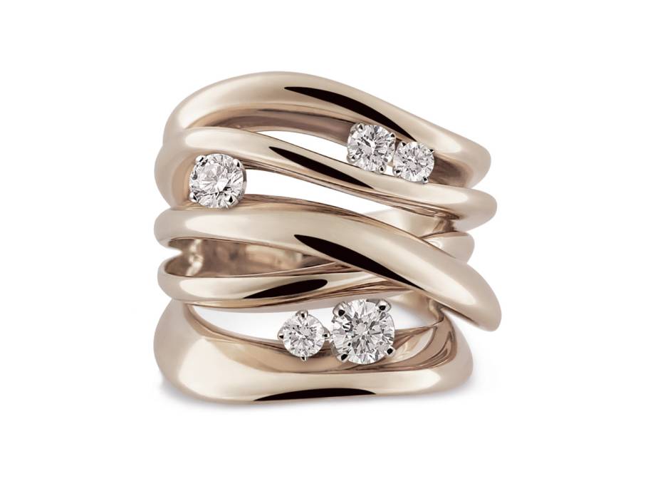   Firenze Icon Lux Ring Natural Beige 5reihig mit Brillanten 0,60ct