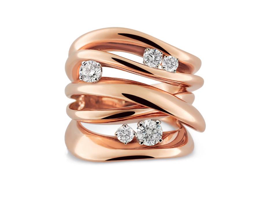   Firenze Icon Lux Ring Pink Champagne 5reihig mit Brillanten 0,60ct