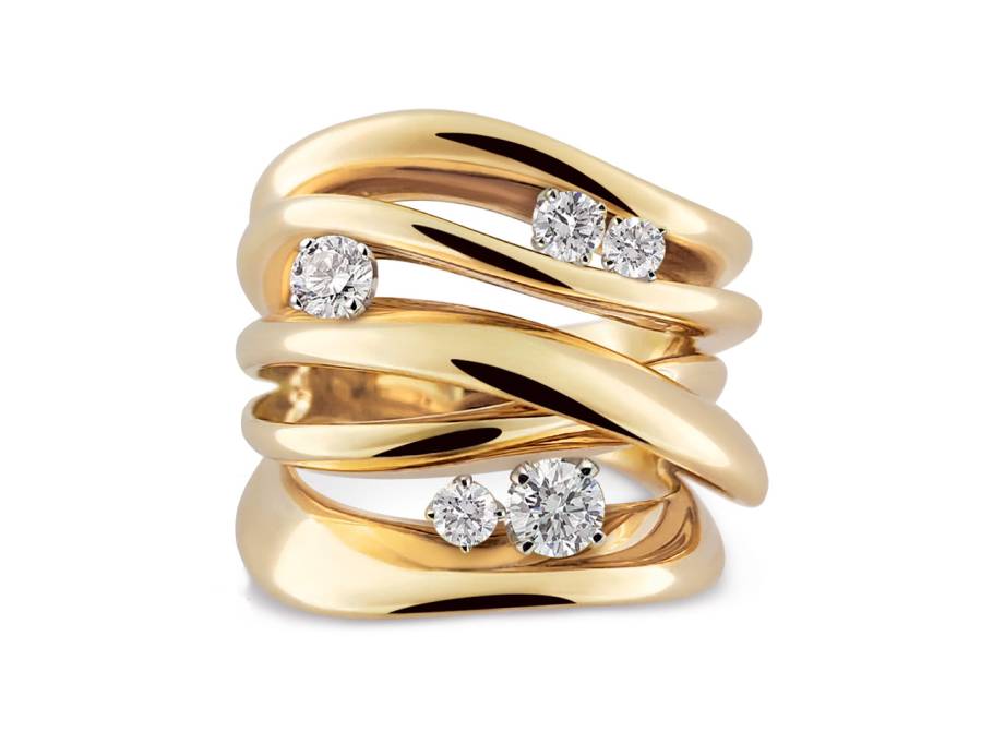   Firenze Icon Lux Ring Yellow Sunrise 5reihig mit Brillanten 0,60ct