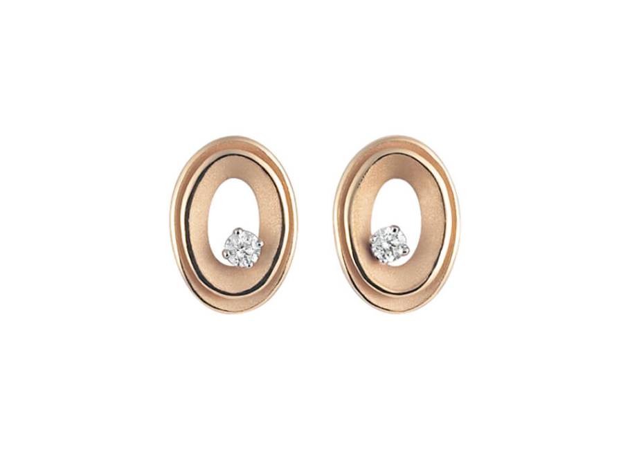 Dunes My Way Ohrstecker Orange Apricot Gold mit Brillanten 0,200ct