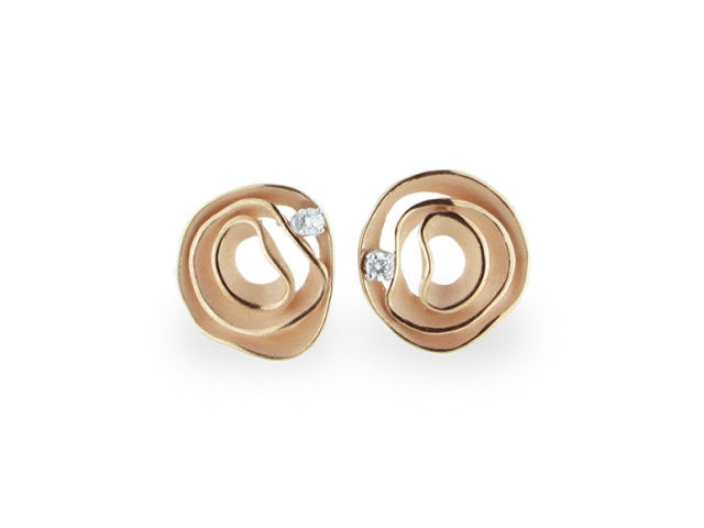 Dunes Ohrschmuck Orange Apricot Gold mit Brillanten 0,090ct