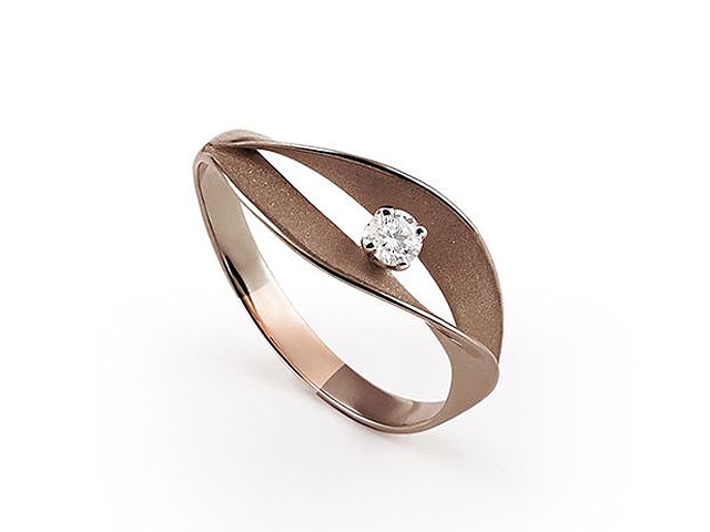 Dunes Assolo Ring Brown Chocolate Gold mit Brillanten 0,100ct