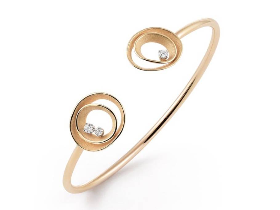 Dunes Solar Armreif Orange Apricot Gold mit Brillanten 0,180ct