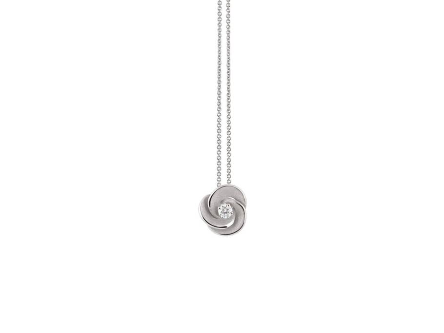 Desert Rose Kette mit Anhänger White Ice Gold mit Brillant 0,060ct