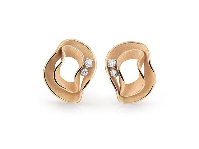 Dunes Electa Ohrstecker Orange Apricot Gold mit Brillanten 0,120ct