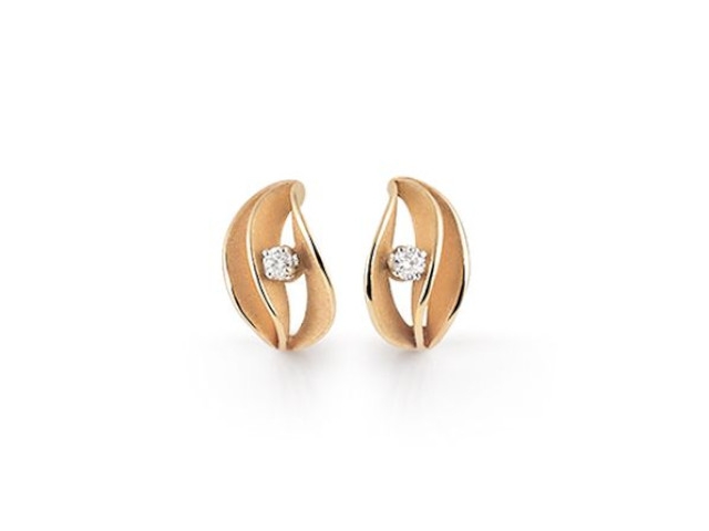 Velaa Star Ohrstecker Orange Apricot Gold mit Brillanten 0,060ct