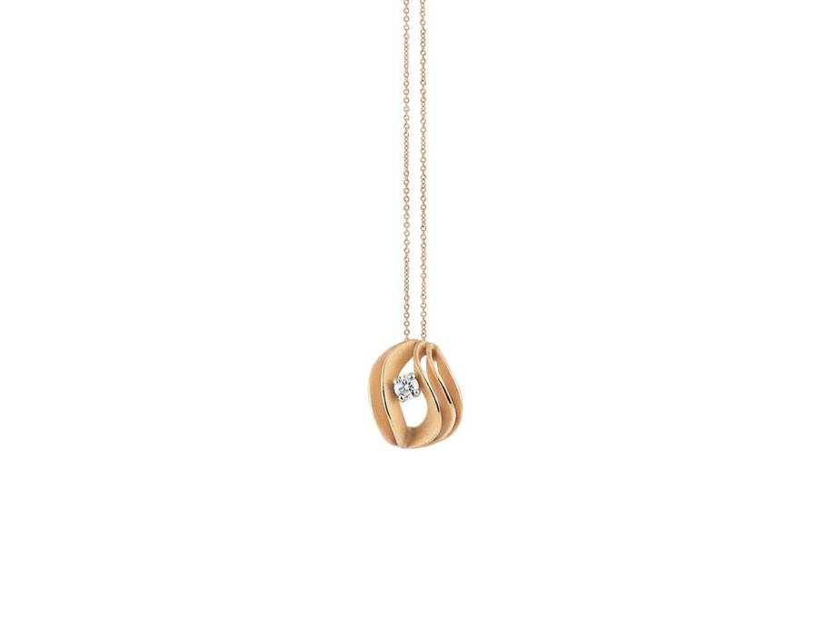 Velaa Star Kette mit Anhänger Orange Apricot Gold mit Brillant 0,080ct