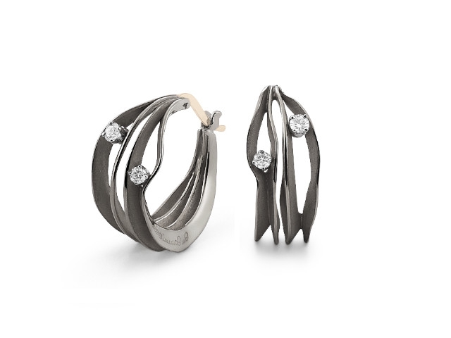 Dune Creolen Black Lava Gold mit Brillanten 0,200ct