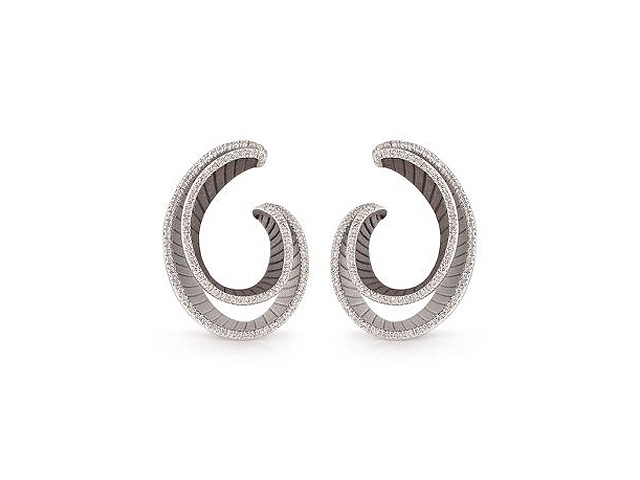 Regina Ohrstecker White Ice Black Lava Gold mit Brillanten 0,530ct