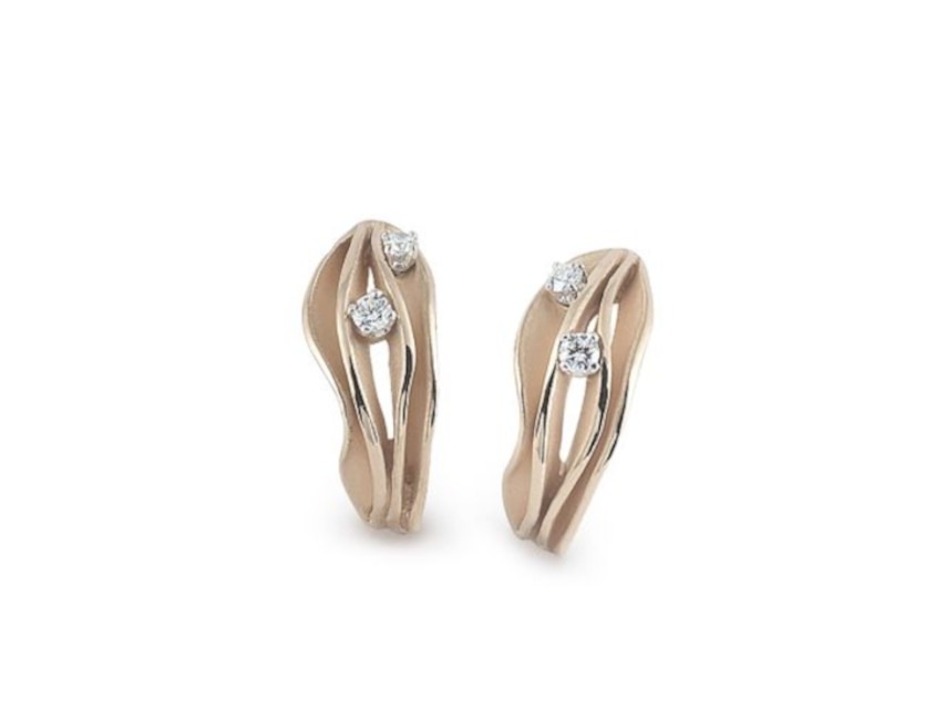 Dune Creolen Natural Beige Gold mit Brillanten 0,24ct