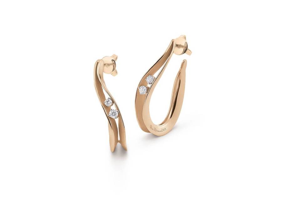 Dune Creolen Orange Apricot Gold mit Brillanten 0,270ct