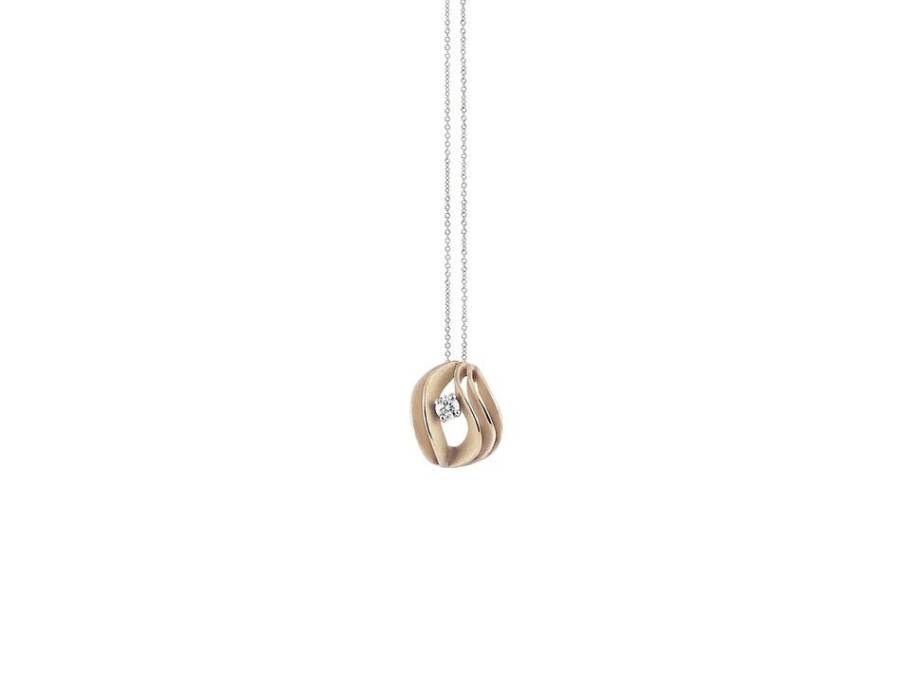 Velaa Star Kette mit Anhänger Natural Beige Gold mit Brillant 0,080ct