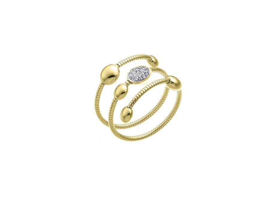 Armillas Acqua Ring Gelbgold 3-reihig mit Brillanten 0,130ct flexibel