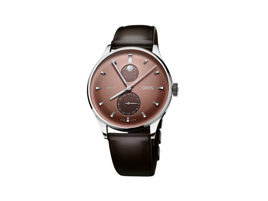 Artelier Complication Automatik Edelstahl 39,5mm braunes Zifferblatt braunes Lederband