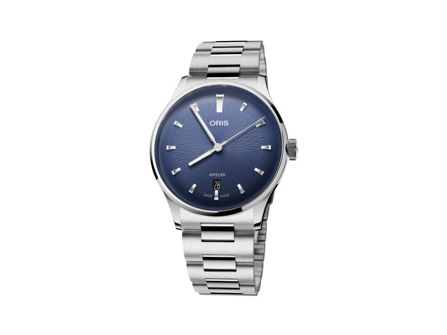 Artelier Date Automatik Edelstahl 38mm blaues Zifferblatt Metallband